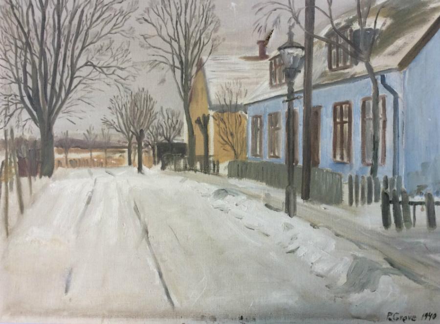 Maleri med muligt motiv fra Nyhuse, 1940